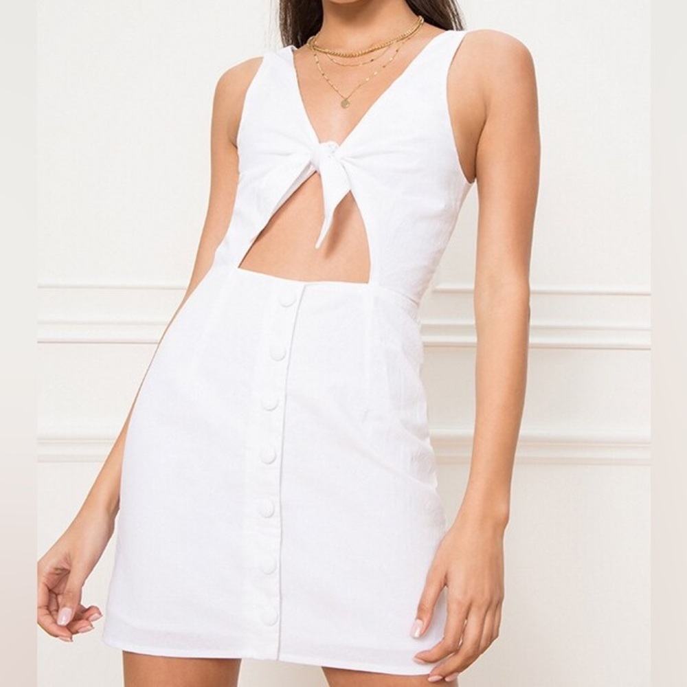 superdown White Tie-Front Cutout Mini Dress